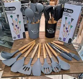 کفگیر ملاقه 12 پارچه برند کیچن ست سیلیکونی